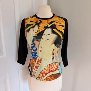 Y2K MULTICOLOR SELF ESTEEM ASIAN STYLE 3/4 SLEEVE TOP